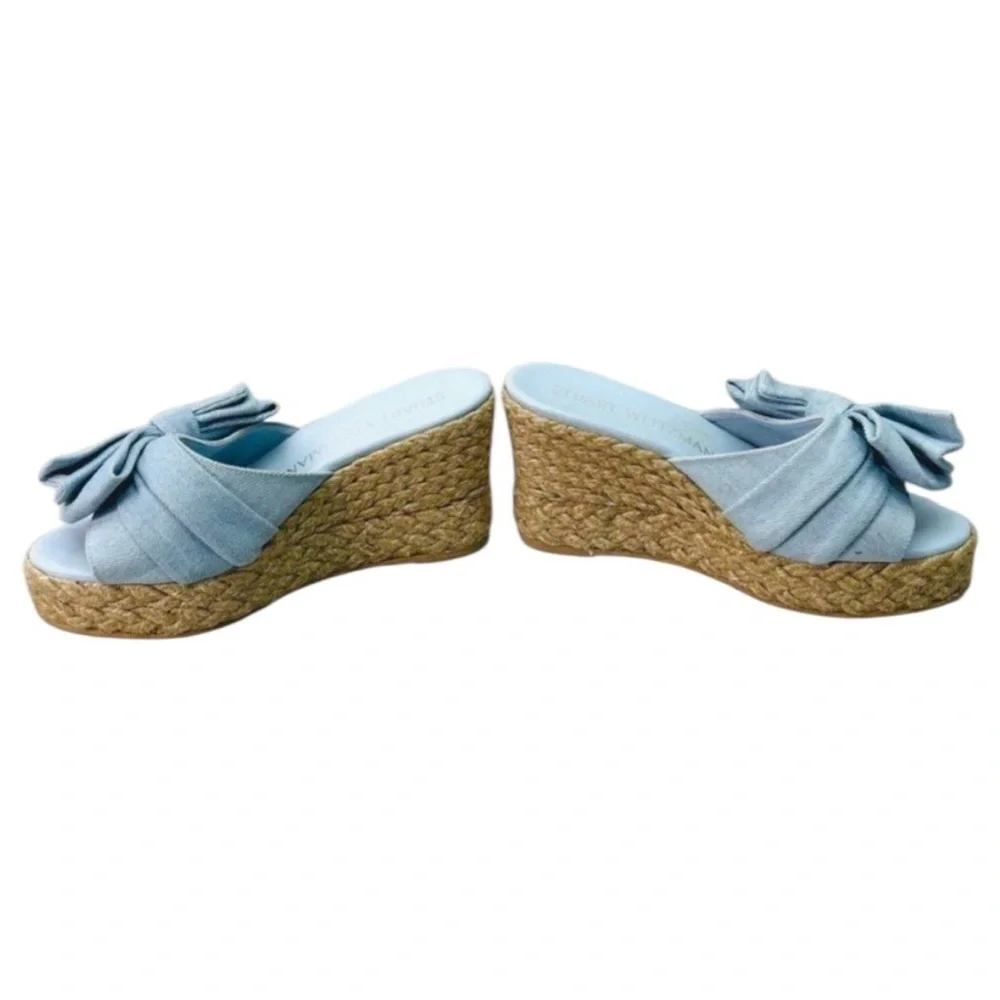 Stuart Weitzman Loveknot Bow Espadrille Wedges Slide Heels - Picture 2 of 6